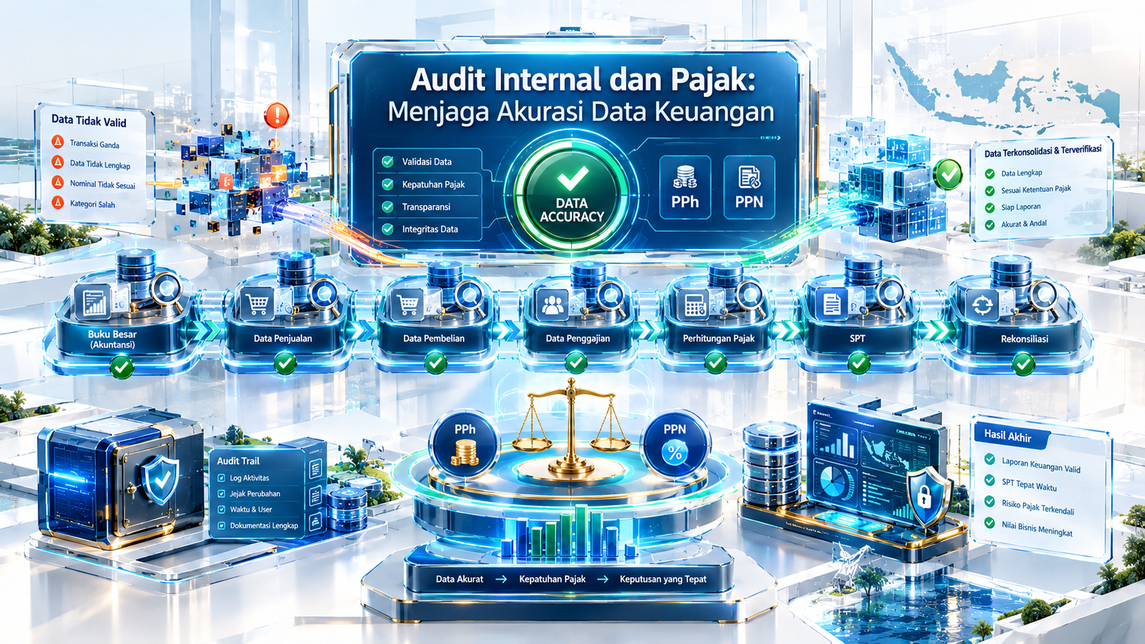 Audit internal dan pajak untuk menjaga akurasi data keuangan perusahaan